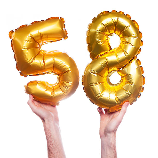 istock Gold number 58 balloons 475511804