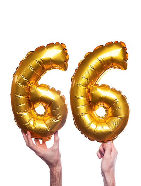 istock Gold number 66 balloons 475511840