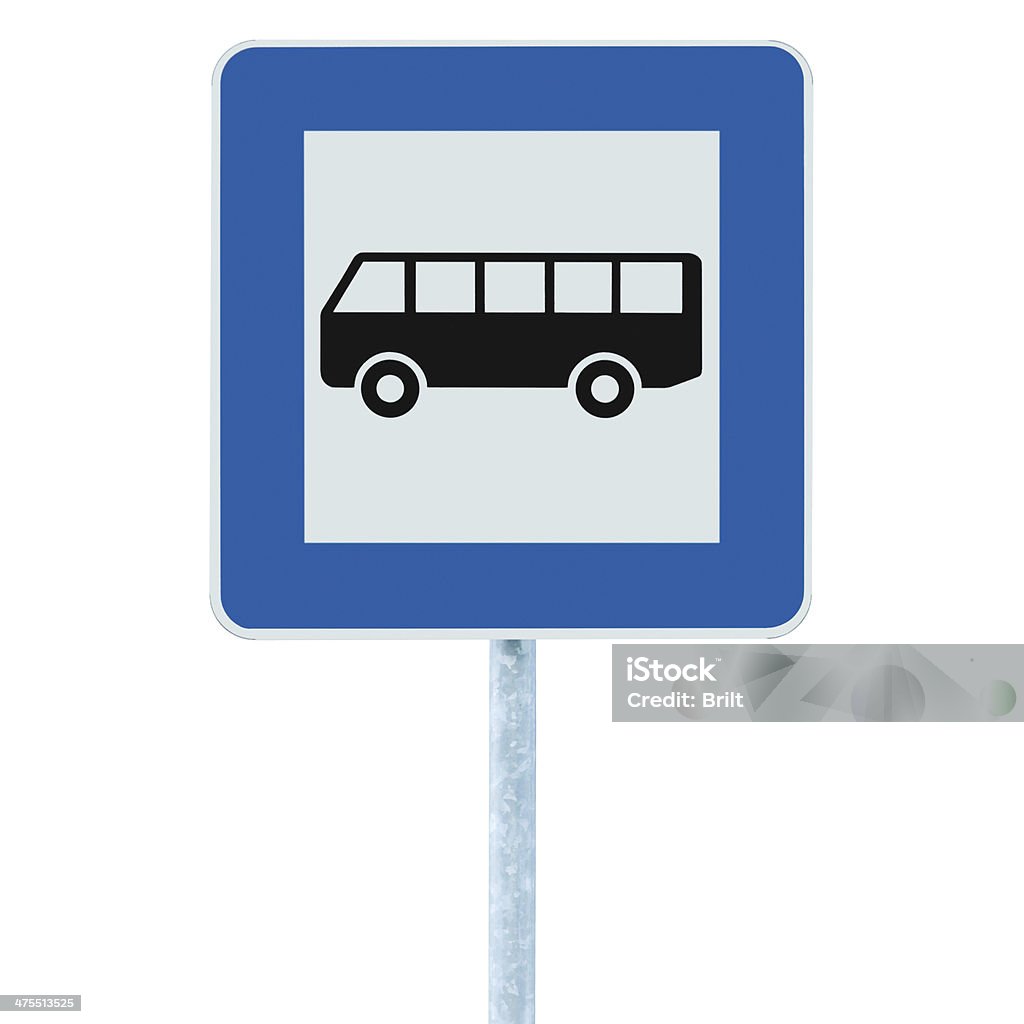 Przystanek autobusowy stojaka po, ruchu Znak drogowy roadsign, niebieski pusta - Zbiór zdjęć royalty-free (Przystanek autobusowy)