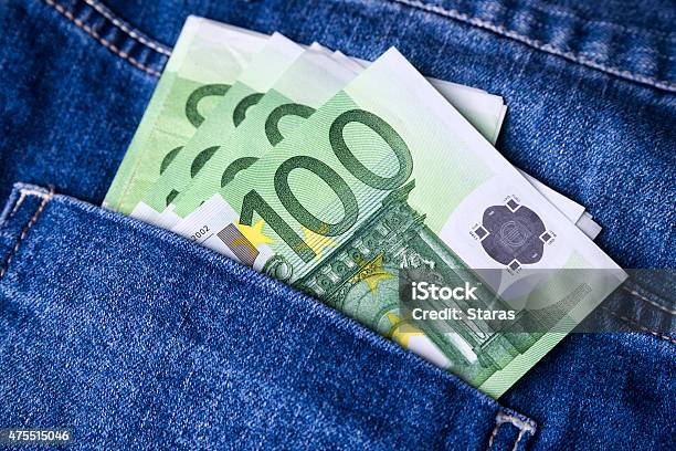 Money In The Jeans Pocket Stock Photo - Download Image Now - Currency, Euro Symbol, European Union Currency