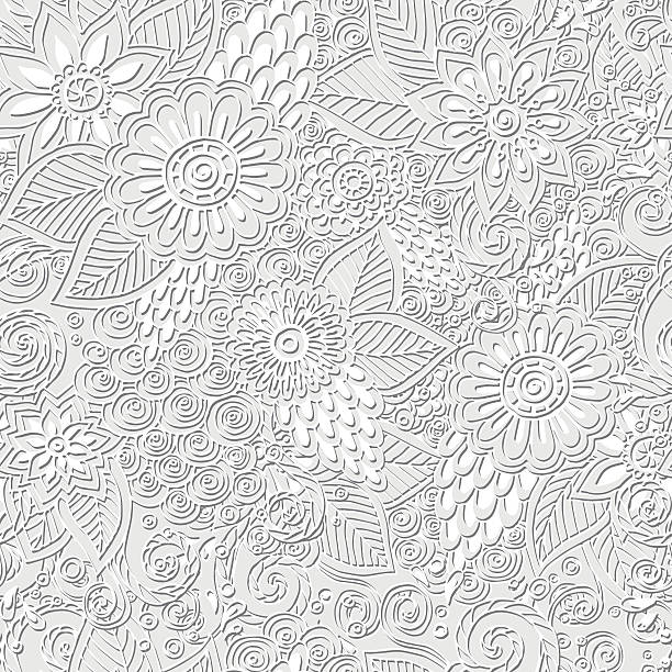 illustrazioni stock, clip art, cartoni animati e icone di tendenza di etnia orientale floreale senza soluzione di continuità doodle pattern di sfondo bianco e nero - circle food fabric swatch color swatch