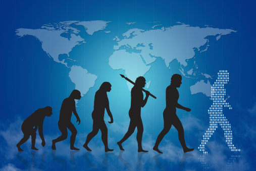 Human evolution into the present digital world.