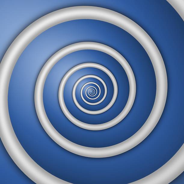 Digital rendered white spiral background on blue Digital rendered white spiral background on blue background gyration stock illustrations