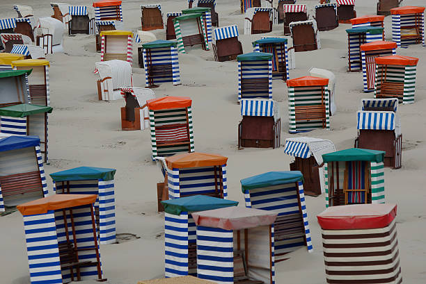Beach chairs in the off-season stock photo