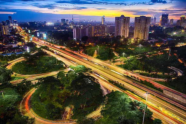 Nightshot city of Jakarta Indonesia Asia