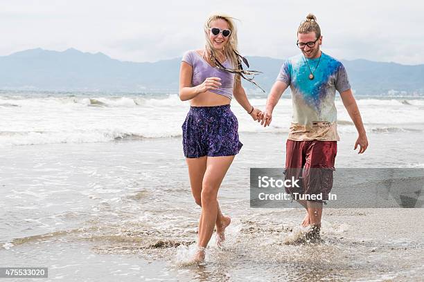 Couple Walking At Beach Riviera Nayarit Pacific Coast Mexico Stock Photo - Download Image Now