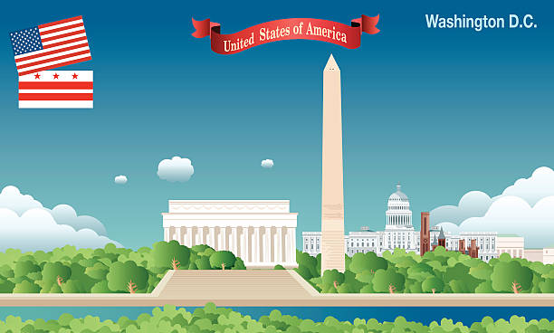 ilustrações de stock, clip art, desenhos animados e ícones de washington, d.c.  horizonte urbano - travel destinations famous place abraham lincoln president