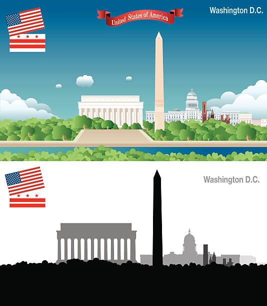 ilustrações de stock, clip art, desenhos animados e ícones de washington, d.c.  skyline - 2 - travel destinations famous place abraham lincoln president