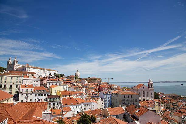 View over the rooftops of the Alfama district in Lisbon.