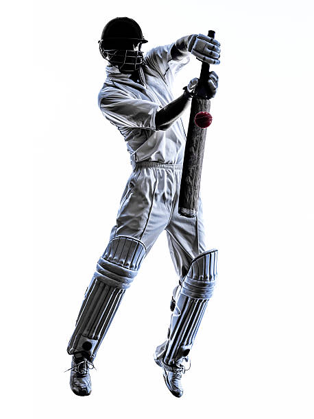 Cricket player  batsman silhouette Cricket player batsman in silhouette shadow on white background cricket player photos stock pictures, royalty-free photos & images