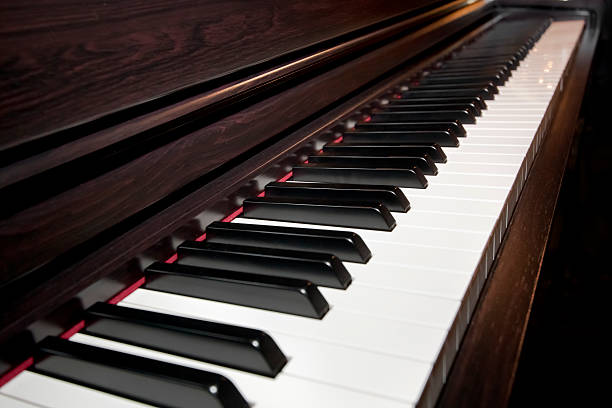 istock Close up of a Piano Keyboard, side view. 475540466