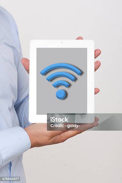 Wifi Icon On The Tablet Stock Photo - Download Image Now - Adult, Adults Only, Animal Antenna