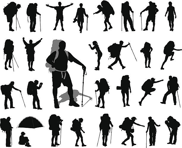 백패커 설정 - tourist travel people traveling silhouette stock illustrations