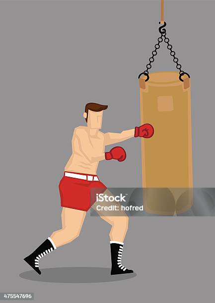 Boxer Training With Punching Bag Stock Illustration - Download Image Now - 2015, Activity, Aggression