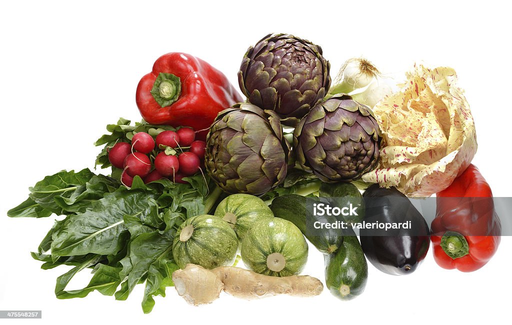 mixed Vegetables mixed Vegetables isolated on a white background Abundance Stock Photo