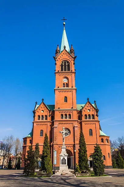 St.Anne Church in Zabrze, Silesia region, Poland. Built in 1900 in Neo-Romanesque architectural style with Neo-Gothic elements.