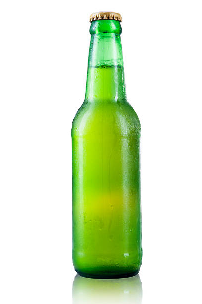 istock Bottle of beer with drops isolated 475556079