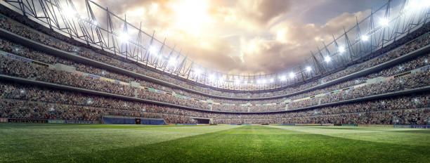 istock Sunny soccer stadium panorama 475556194