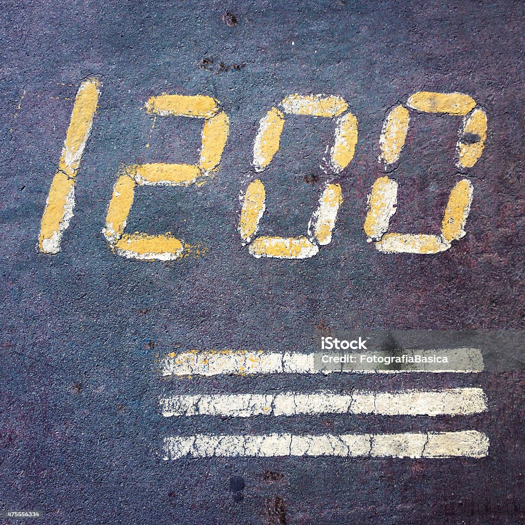 Twelve hundred meters The number one thousand two hundred painted over asphalt floor  2015 Stock Photo