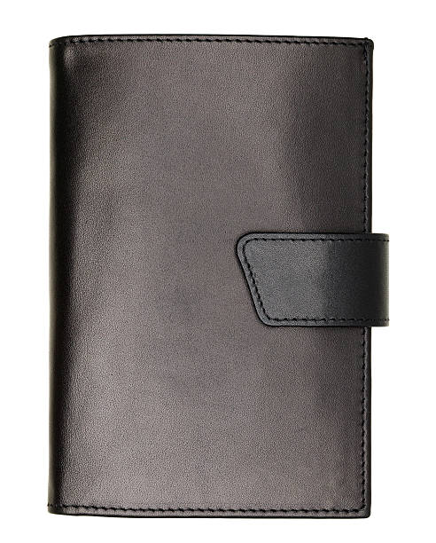 istock Black natural leather wallet isolated on white background 475559220
