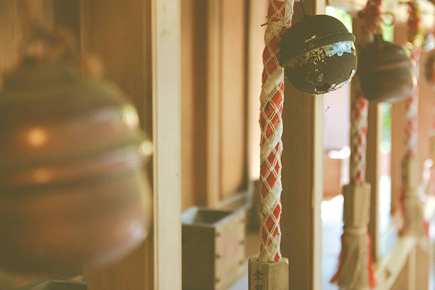 Bell of temple and shrine Japanese traditional bell for your wish. shrine stock pictures, royalty-free photos & images