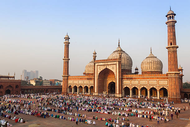 jama masjid, delhi, inde - india delhi old delhi mosque photos et images de collection