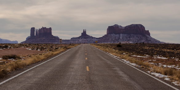View of the road leading to Monument Valley, Navajo Tribal Park