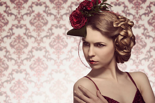 istock female with fashion romantic style 475563514