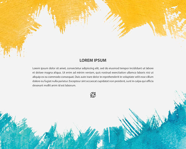Vector watercolor background for poster, card, banner, brochure design. Colorful brush strokes with copyspace. people borders stock illustrations