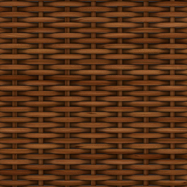 Abstract decorative wooden textured basket weaving. 3D image