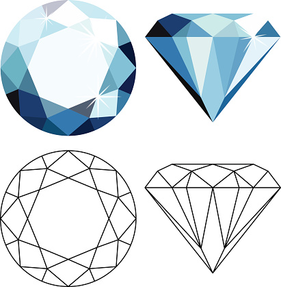 Decorative abstract blue diamonds isolated on white. Flat style icon