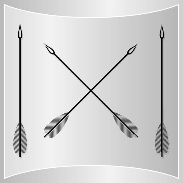 Bow Arrows Silhouette Bow Arrows Silhouette. Medieval Arrow Set. Vector Illustration famous archer stock illustrations
