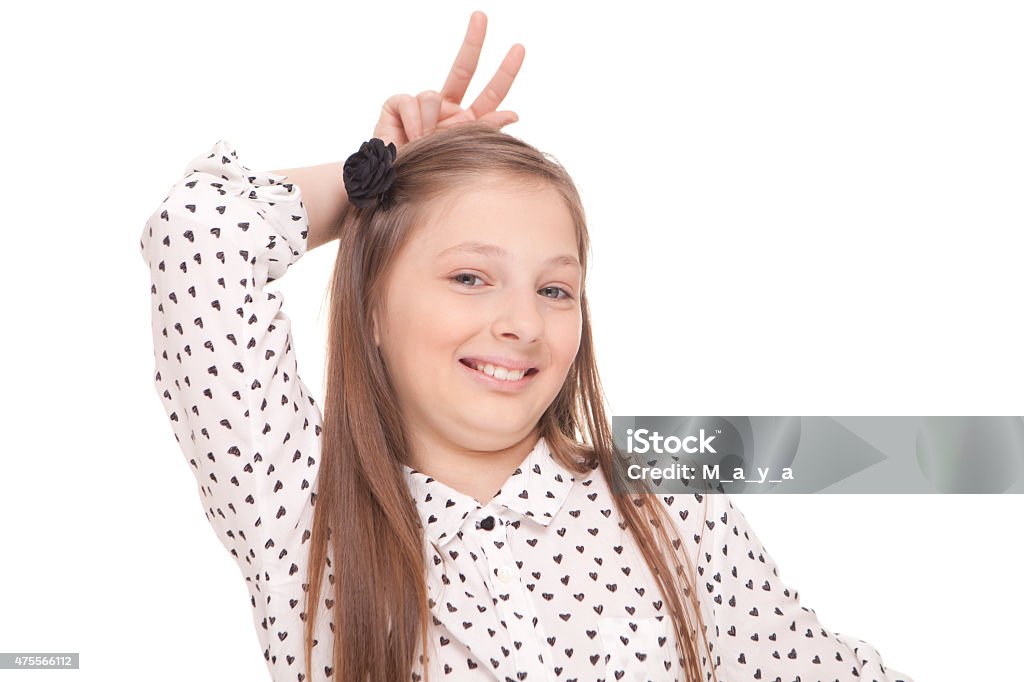 Funny girl Cute girl making funny face expression. 2015 Stock Photo