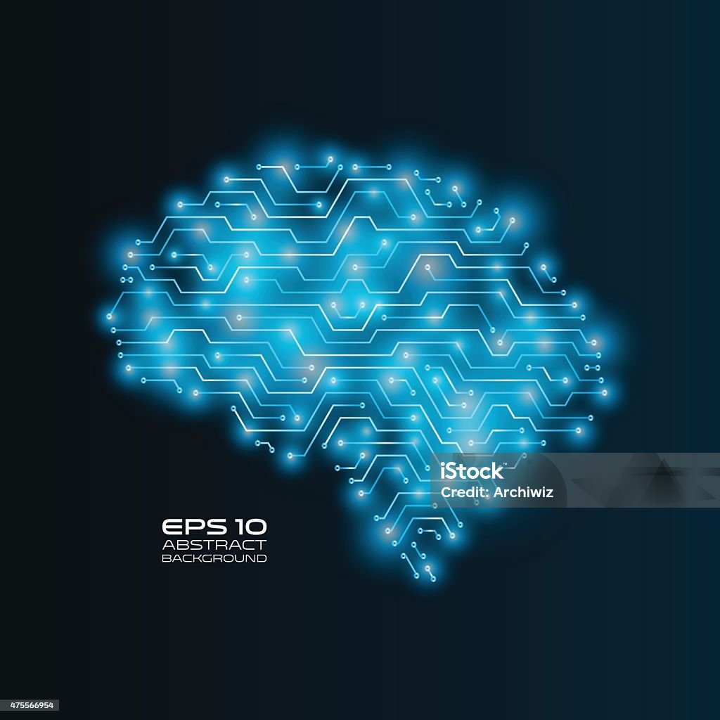 Circuit board drawing a human brain. Futuristic vector illustration. High tech concept background. 2015 stock vector