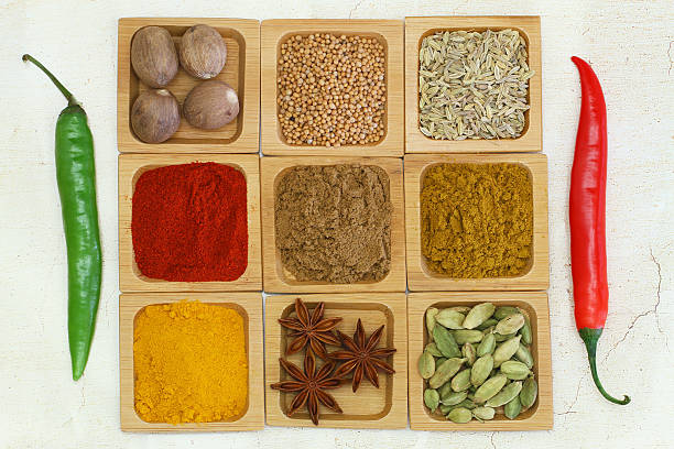 istock Selection of Indian spices and fresh chilies 475568529