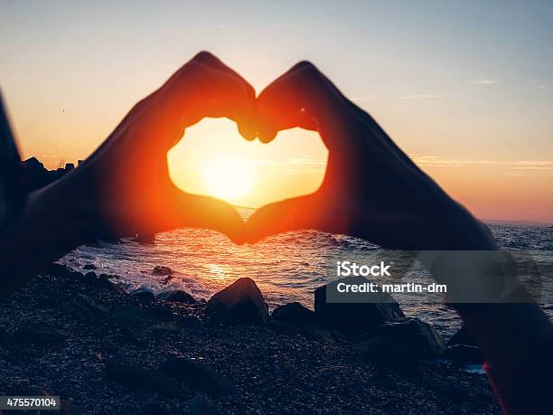 Lovely Sunset Stock Photo - Download Image Now - Backgrounds, Dark, Heart Shape
