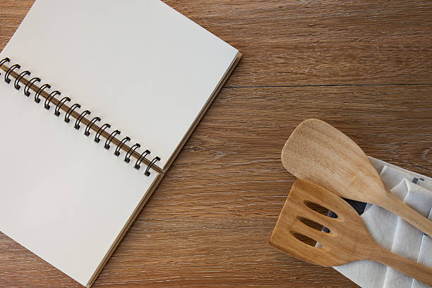 istock wooden spoon and notebook on old wooden table 475572238