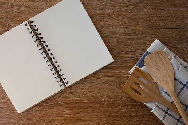 istock wooden spoon and notebook on old wooden table 475572240