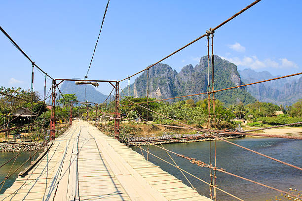 istock Bridge over Song River, Vang Vieng, Laos. 475574303
