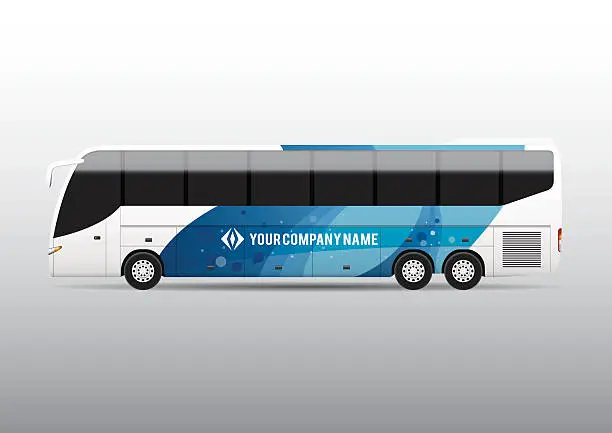 Vector illustration of Advertisement or corporate identity design template on white bus