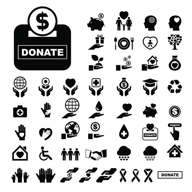 Charity and donation icons set Charity and donation icons set. Illustration eps10 hand clipart stock illustrations