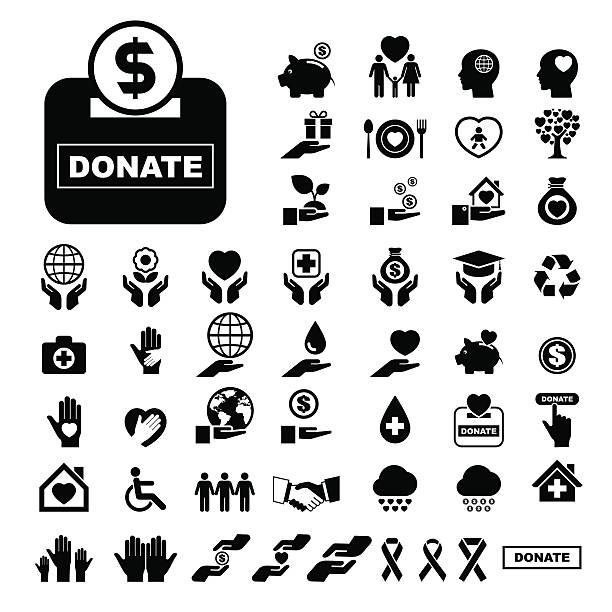 Charity and donation icons set Charity and donation icons set. Illustration eps10 bloody money stock illustrations