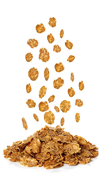 istock Falling flakes, Breakfast Cereal isolated on white background 475580226