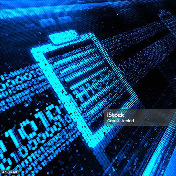 Document Folder Stock Photo - Download Image Now - Binary Code, Blue, Bright