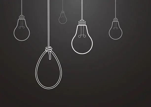Vector illustration of vector illustration hanging rope and bulb,fack ideas