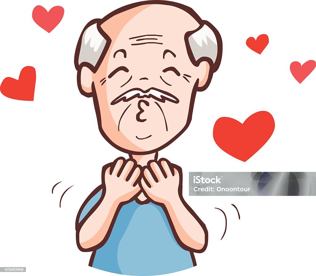 The old man crazy in love vector The old man crazy in love vector illustration Senior Men stock vector