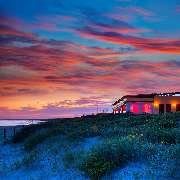 Menorca sunset in Son Bou beach of Alaior at Balearic Islands
