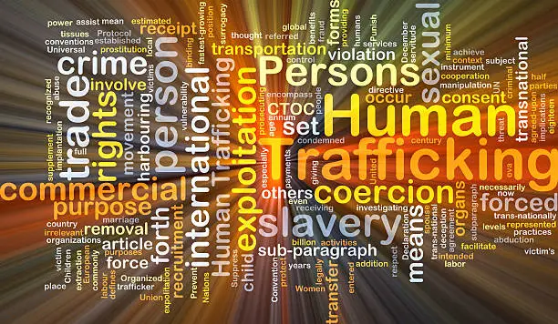 Photo of Human trafficking background concept glowing