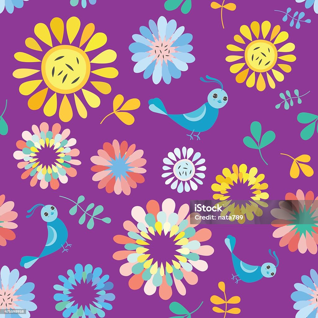 Seamless pattern with flowers and hearts Seamless pattern with flowers and hearts in  lila background 2015 stock vector