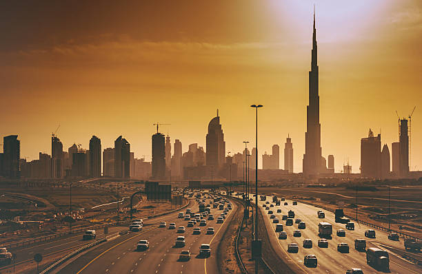 Dubai cityscape with skyscrapers and Highways